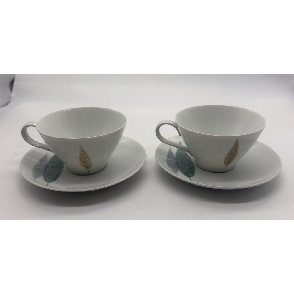Vtg Mid-Century Noritake Cook n Serve Japan Namiki Tea Cup Saucer Set Set Of 2